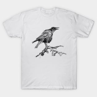 Crow Ink Drawing T-Shirt